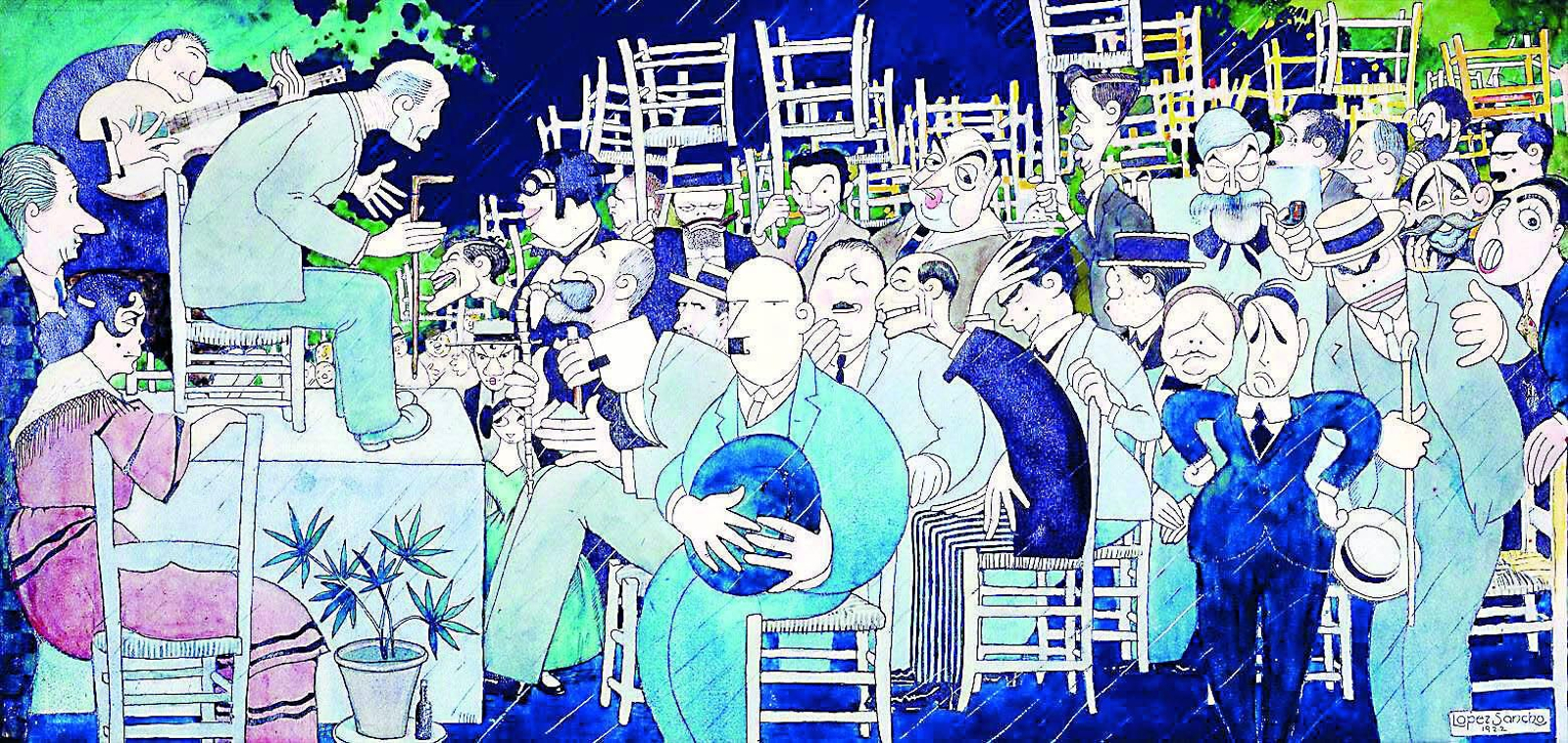 Célebre caricatura de los impulsores del Concurso de Cante Jondo.