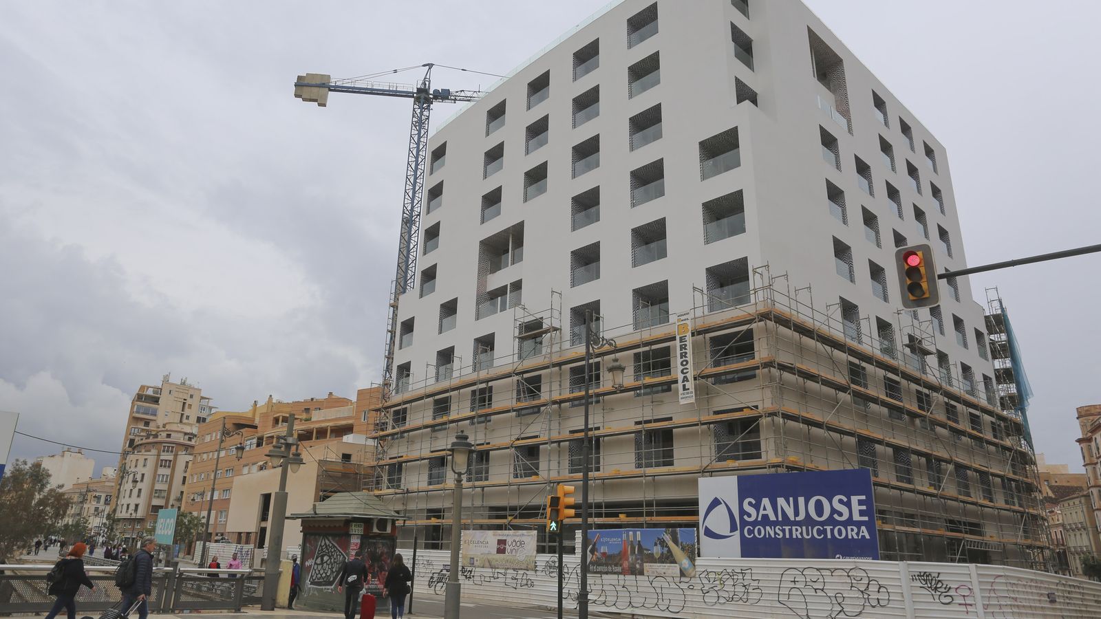 Las obras del hotel de Moneo en el centro de Málaga aún no han concluido.