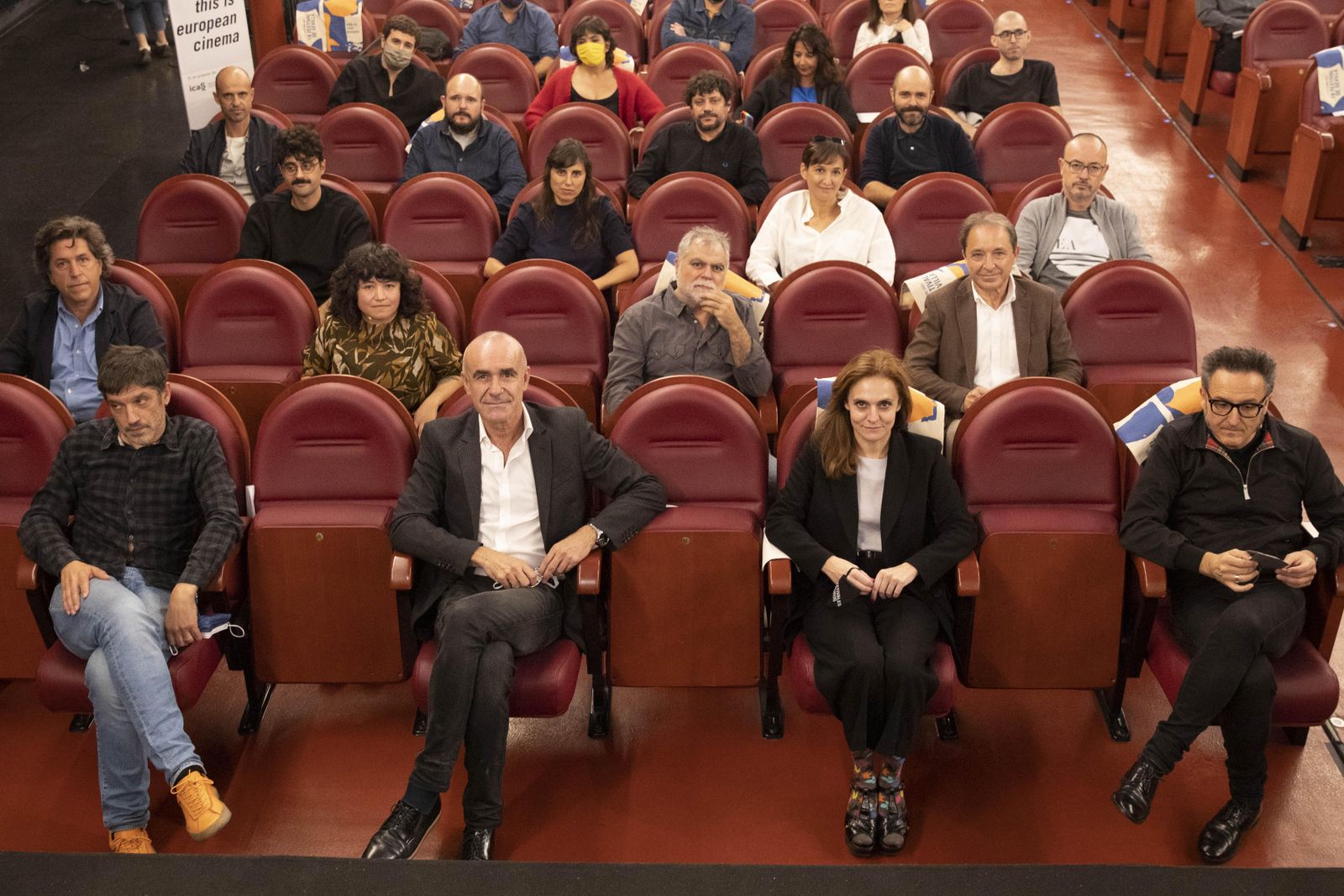 Un momento de la presentación, con Josetxo Cerdán (Filmoteca), Antonio Muñoz, Beatriz Navas (ICAA) y José Luis Cienfuegos en primera fila.