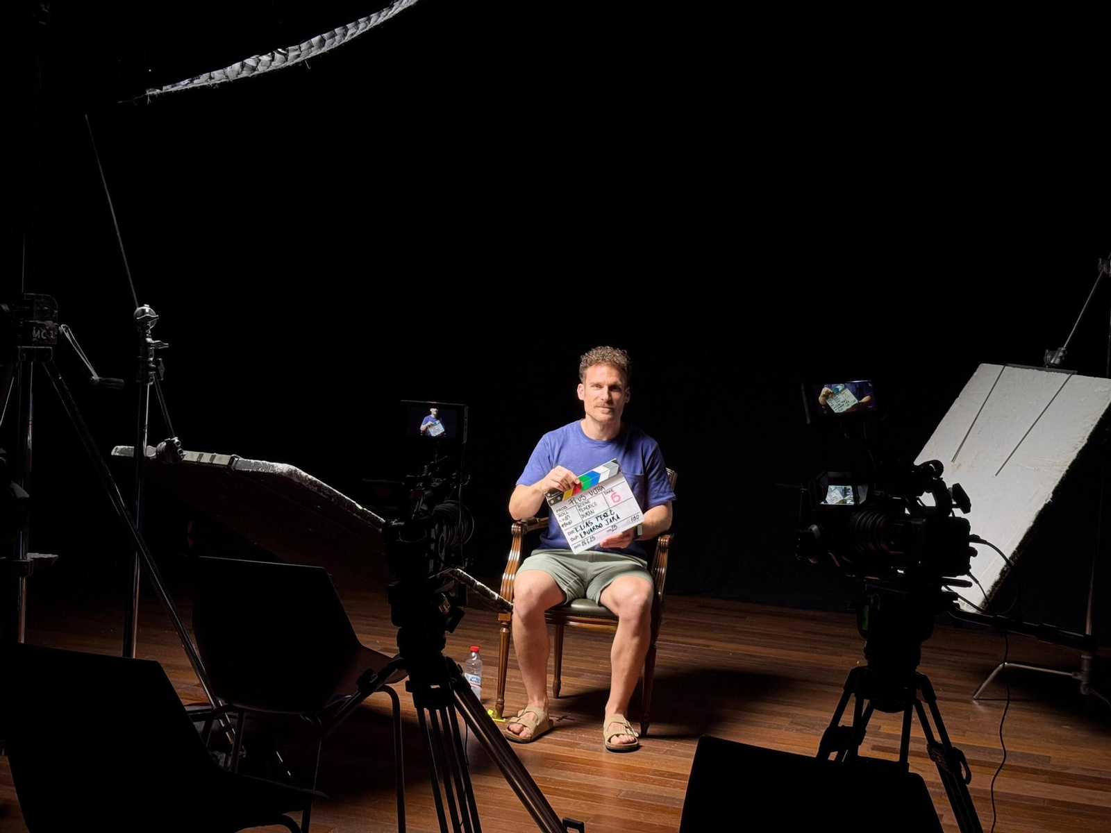 Una imagen de la grabación del documental.