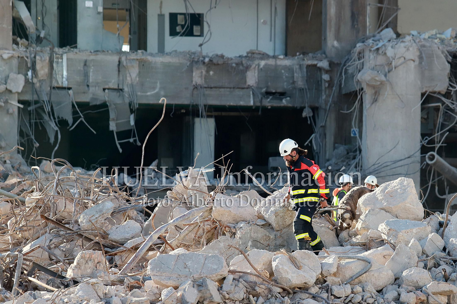 Imágenes del simulacro de los Bomberos de Huelva con la Unidad Canina