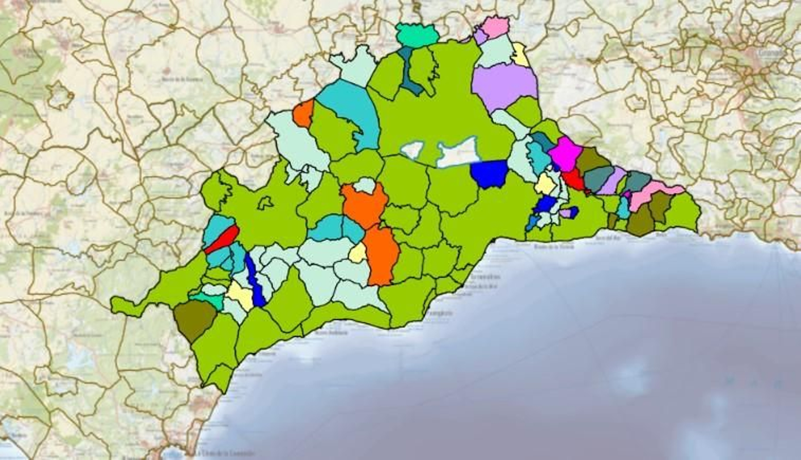 Mapa de los apellidos de Málaga, municipio a municipio Mapa de los apellidos de Málaga, municipio a municipio