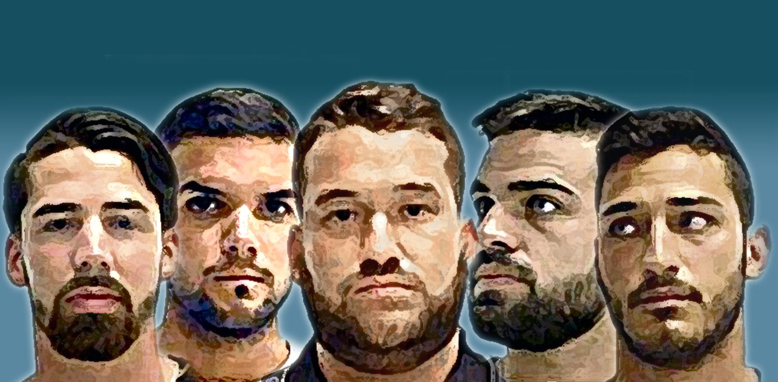 Los cinco jóvenes sevillanos condenados por los abusos sexuales en los Sanfermines de 2016.