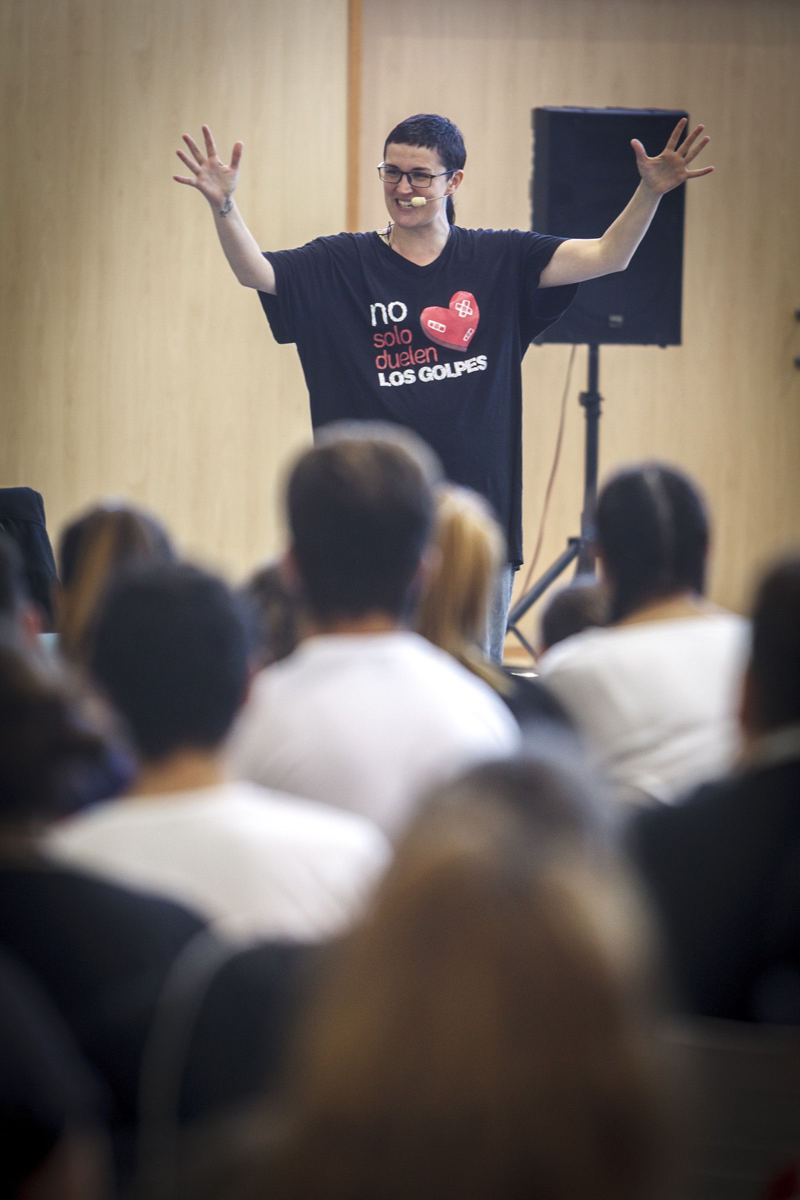 Pamela Palenciano, en un momento de su intervención en el Cornelio Balbo.