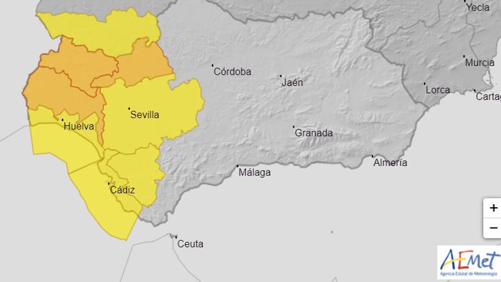 Avisos por lluvia este miércoles en la provincia de Sevilla