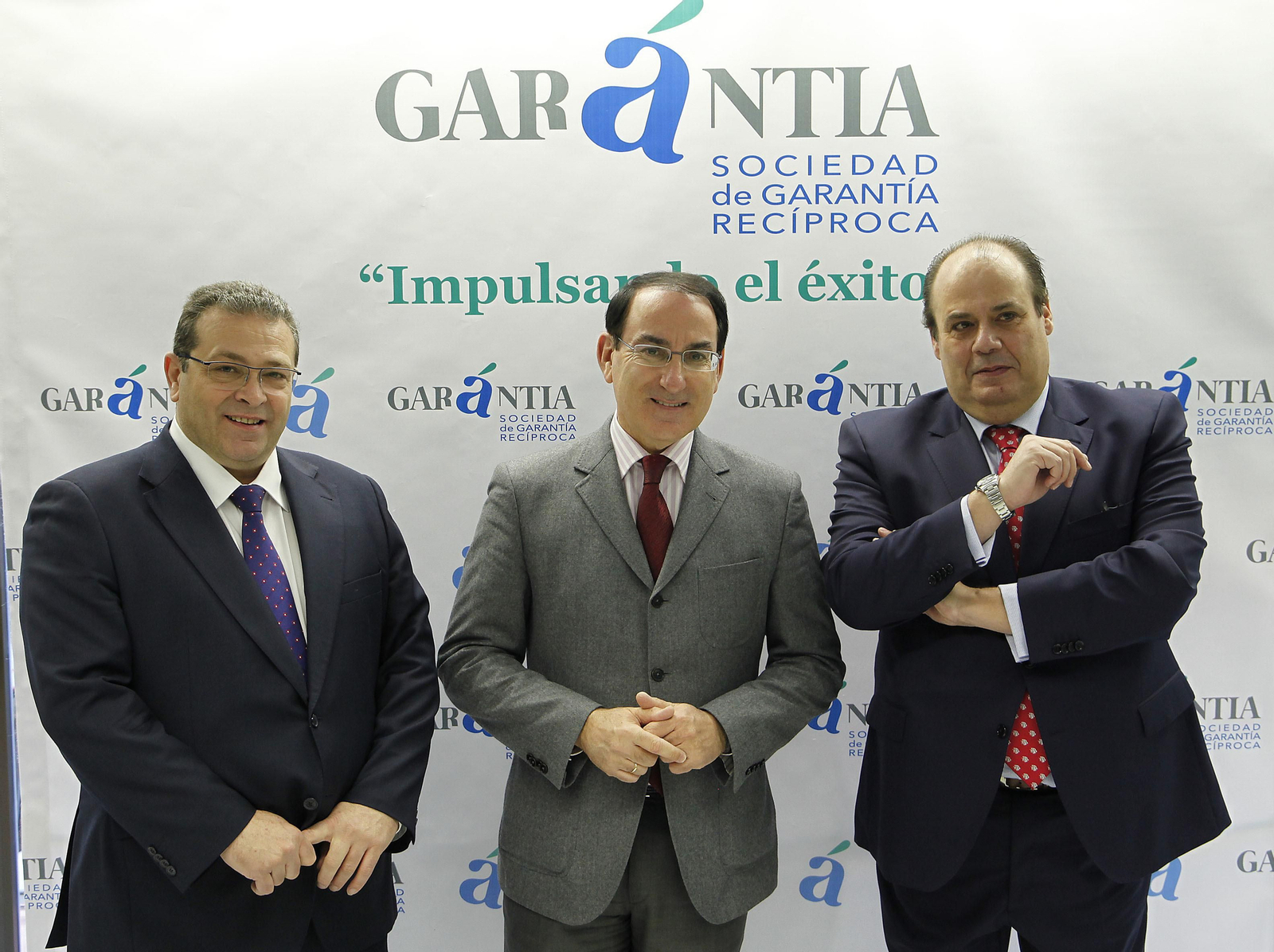 Antonio Vega, director general adjunto, Javier González de Lara, presidente, y José María Vera, director general de Garántia.