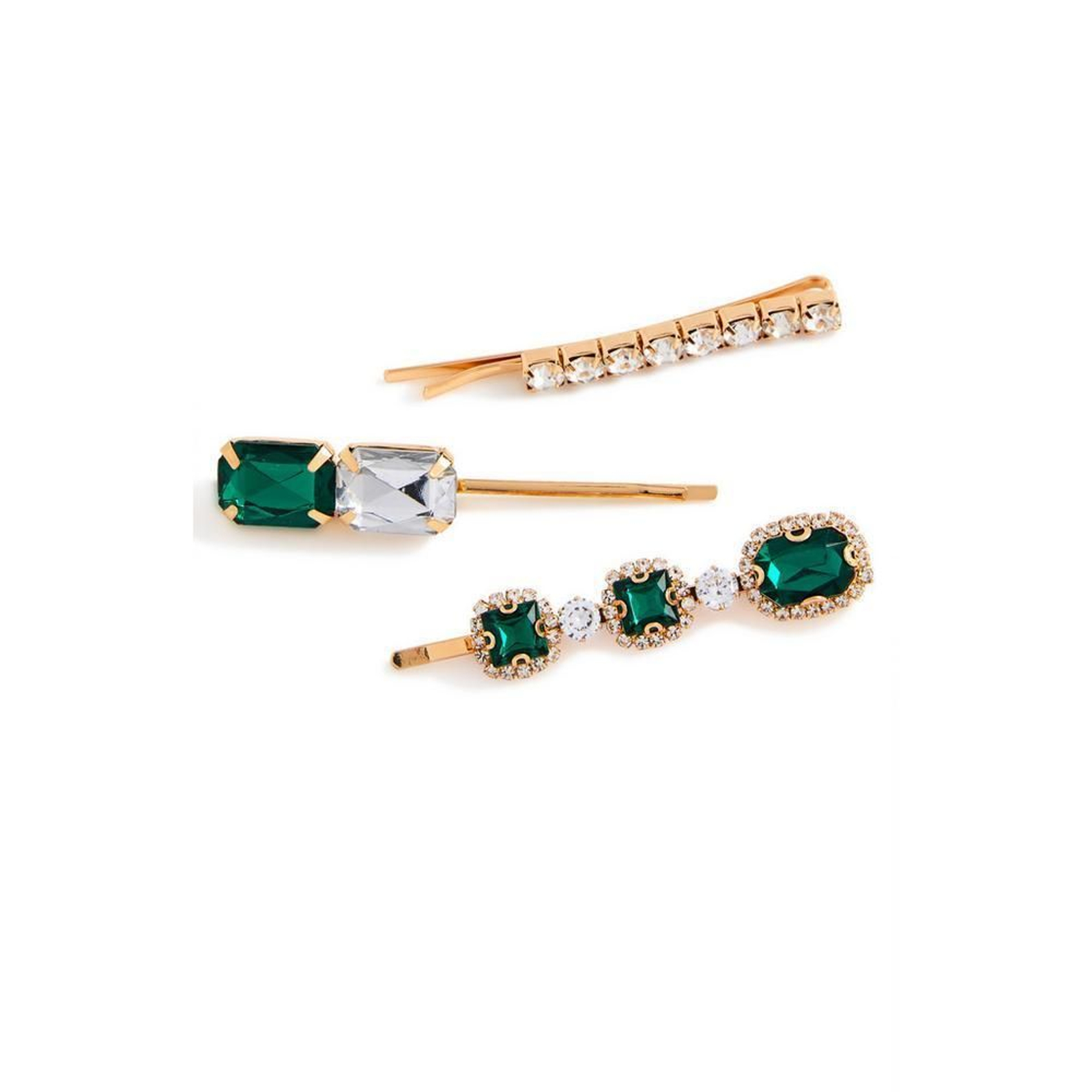 Horquillas con pedrería verde.