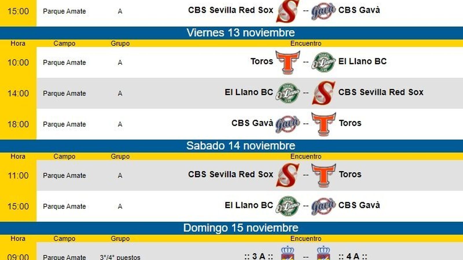 Calendario de la fase de ascenso.