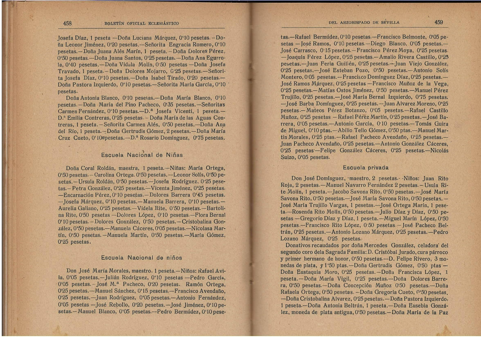listas de donativos para corona de la Virgen del Rocío de 1919