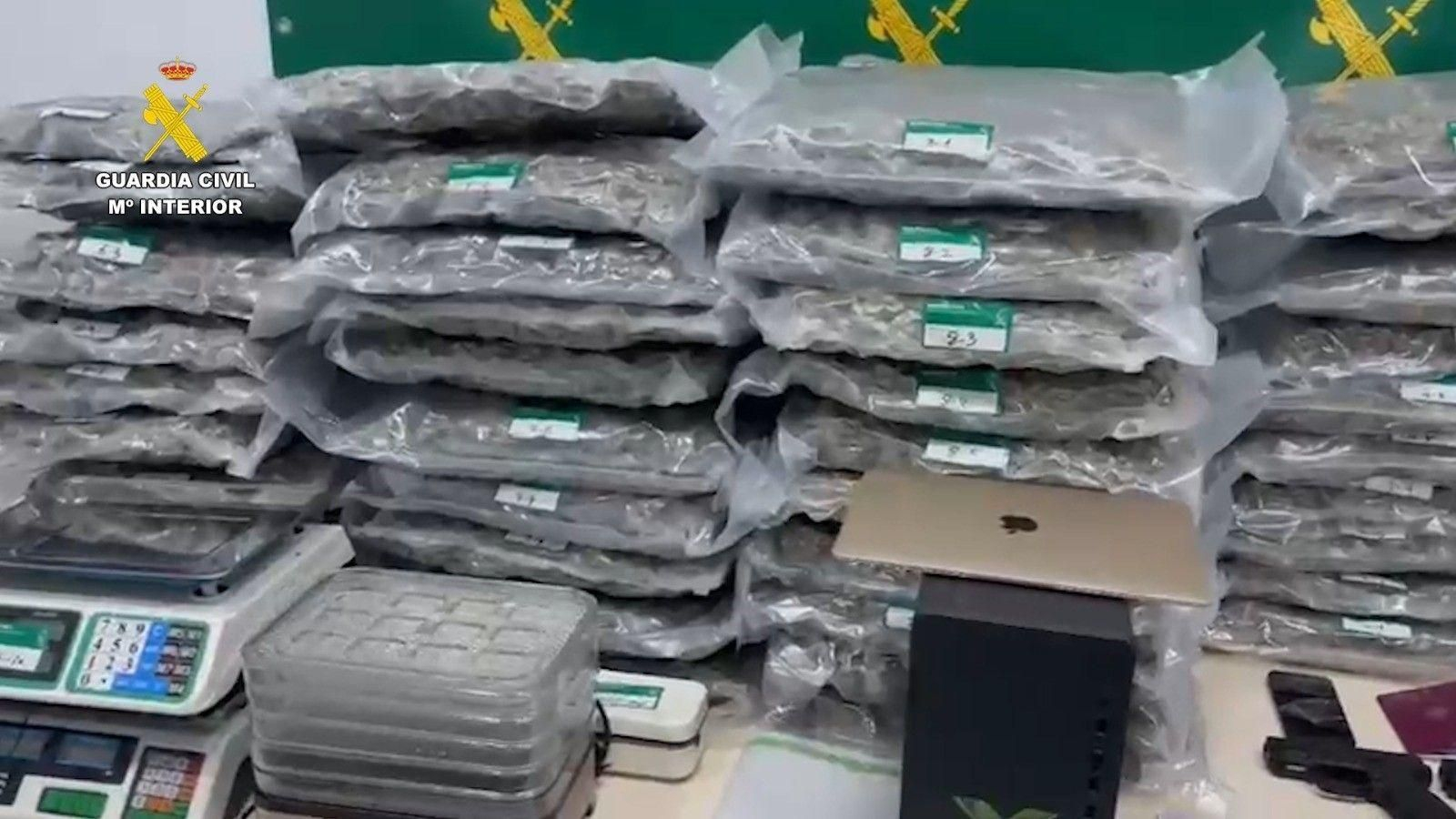 Parte de la droga incautada en la operación 'Dasgras'.