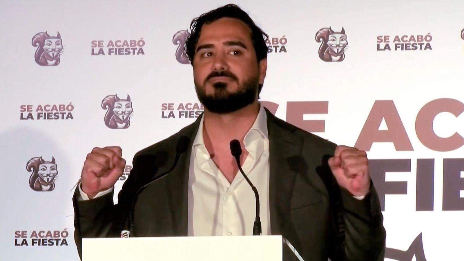 Alvise Pérez, durante un acto en la campaña de las últimas elecciones europeas.