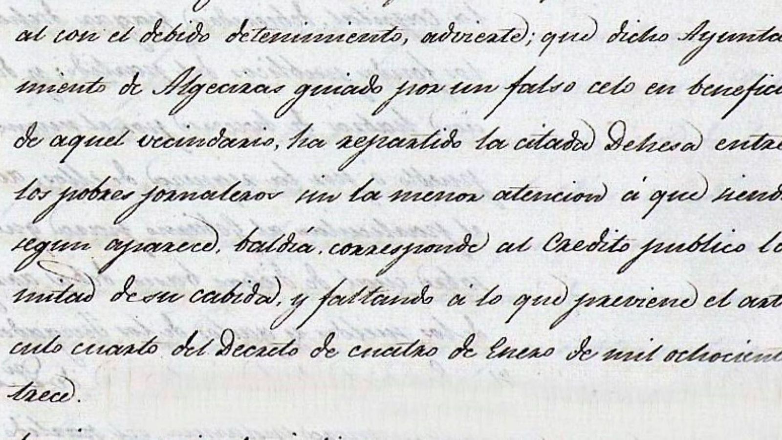 Extracto reparto dehesa entre jornaleros por el Ayuntamiento de Algeciras.