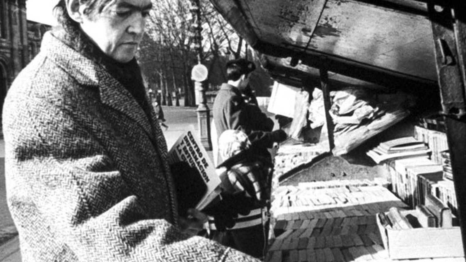 Buscando libros en un buquinista.