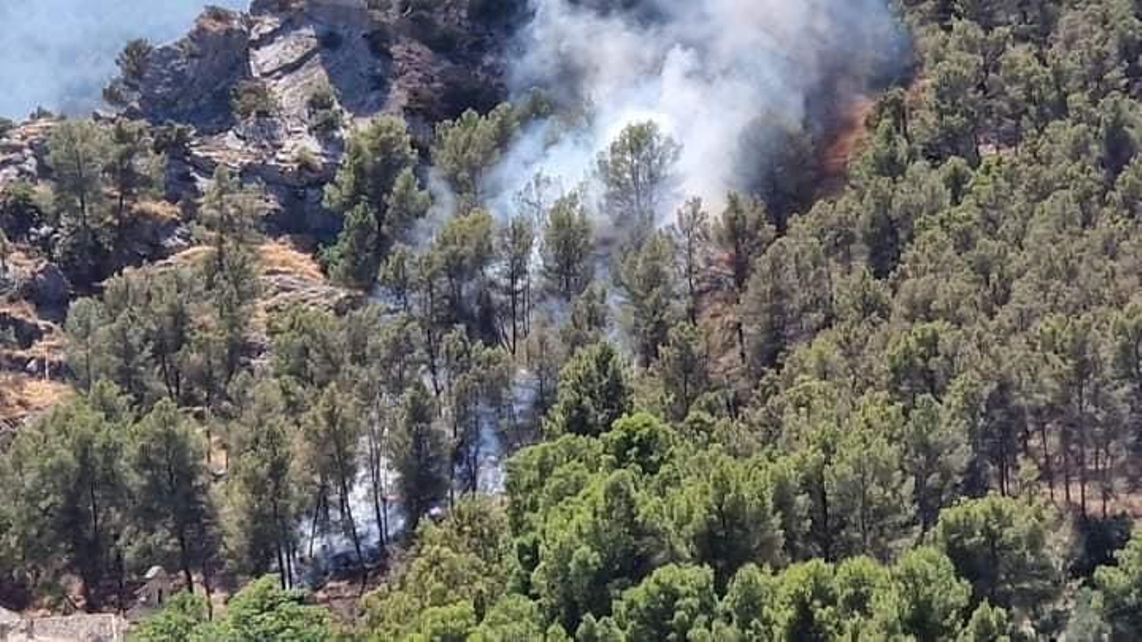 Foco donde se declaró el incendio en el paraje de Bedmar y Garcíez, en la comarca de Sierra Mágina.