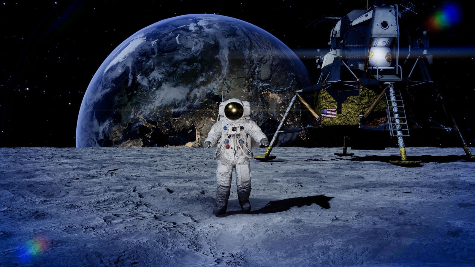 Recreación de uno de los momentos que los visitantes viven en pleno viaje virtual a la Luna.