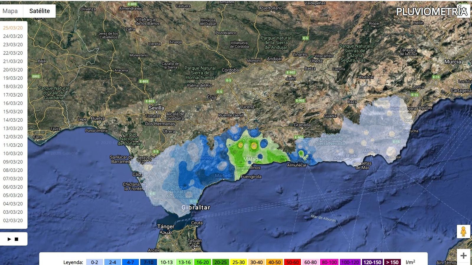 Mapa pluviométrico de ayer.