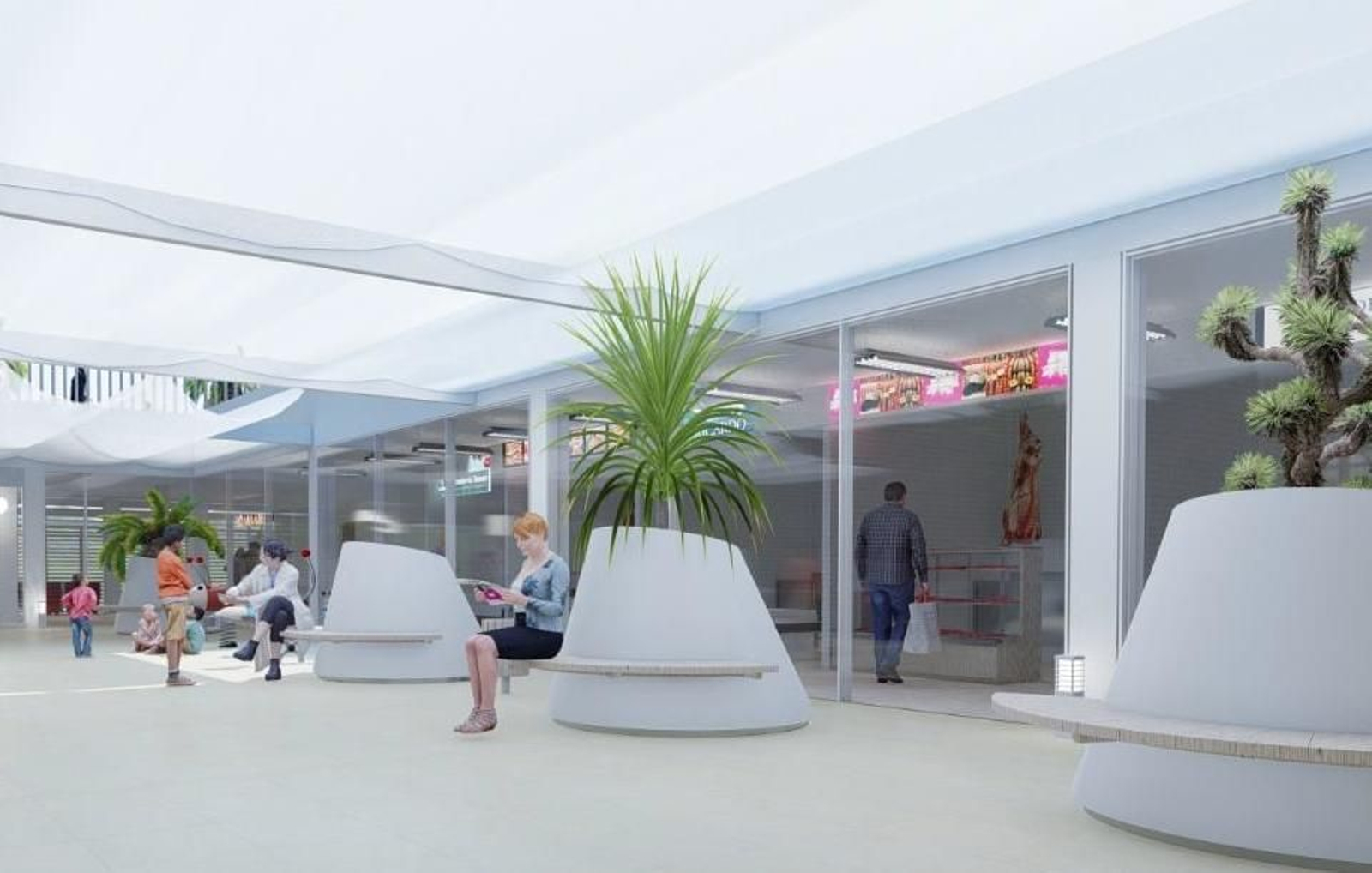 Infografía del interior del renovado Mercado de Abastos de Cuevas.