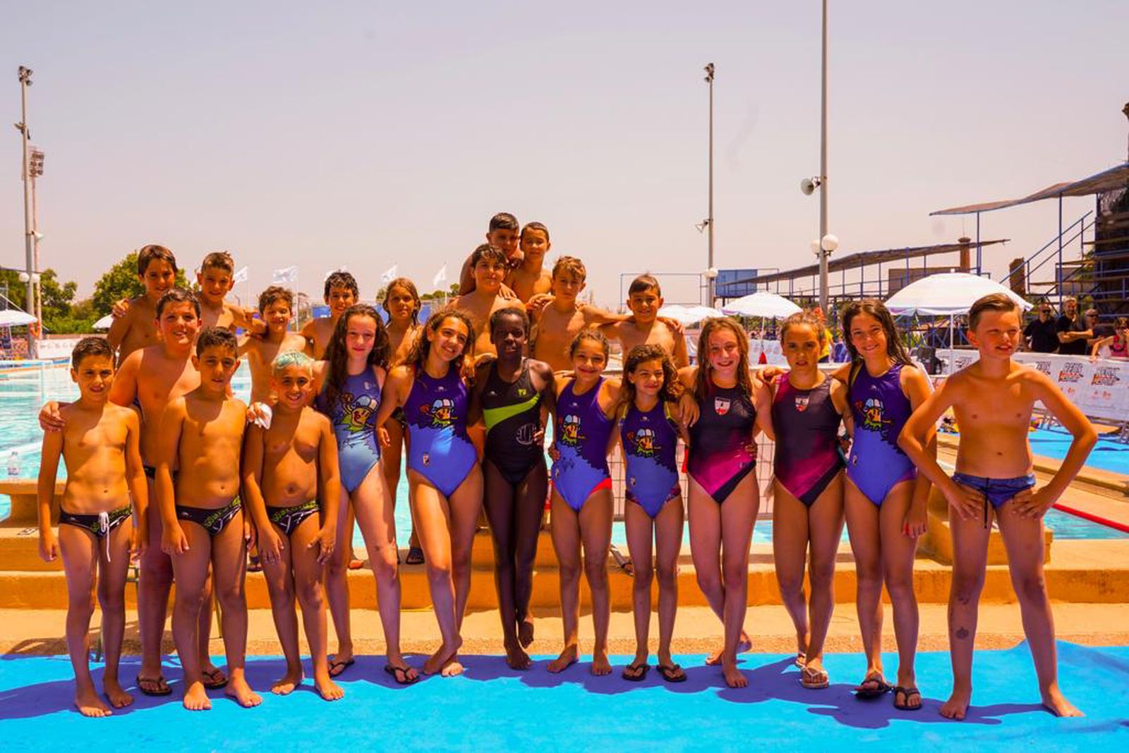 Los integrantes del Waterpolo Málaga, en el Habawaba 2019