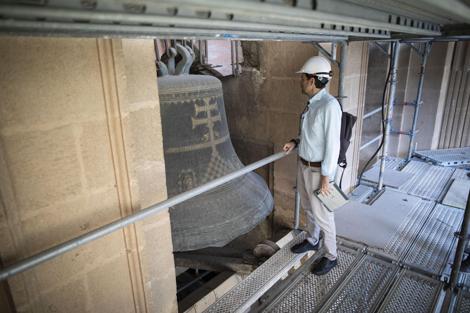 La restauración de la torre de la Catedral de Granada, desde dentro