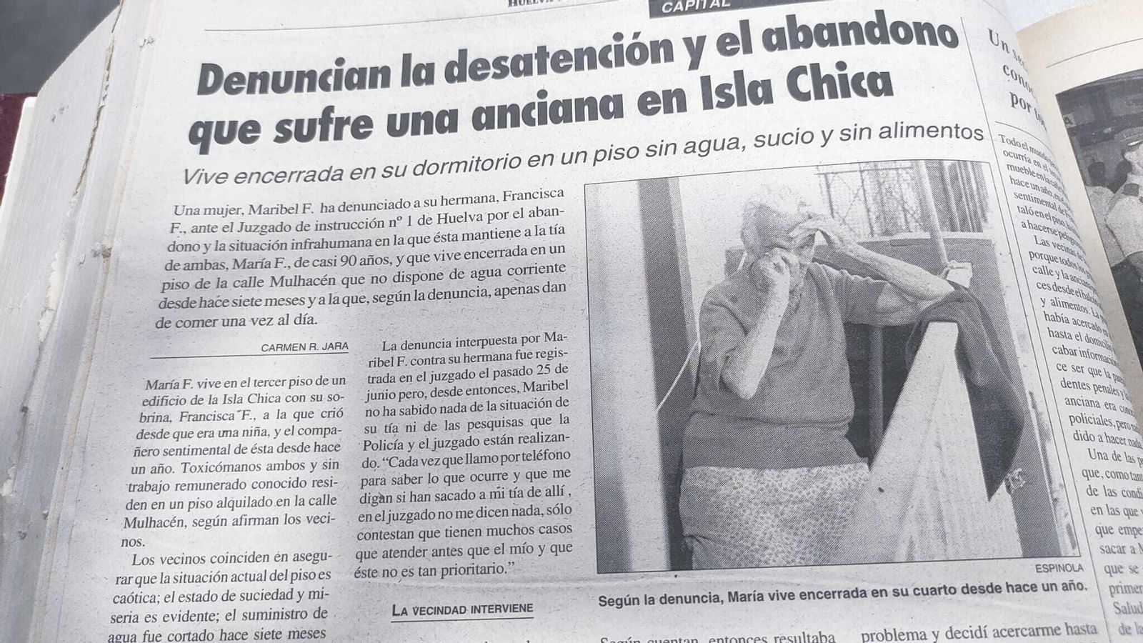 "Denuncian la desatención y el abandono que sufre una anciana en Isla Chica"