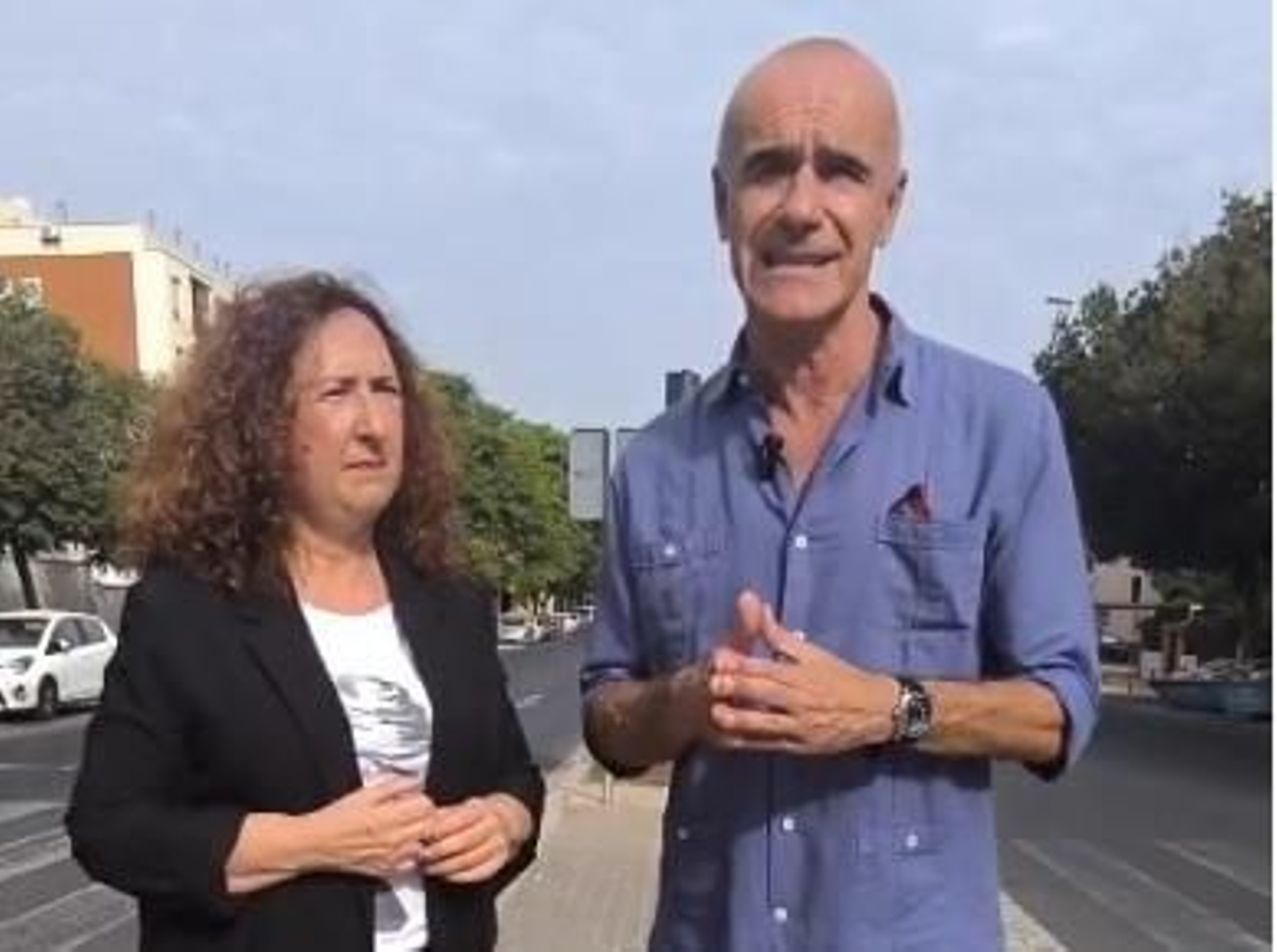 Los ediles Antonio Muñoz y Carmen Fuentes en el bulevar de Bellavista