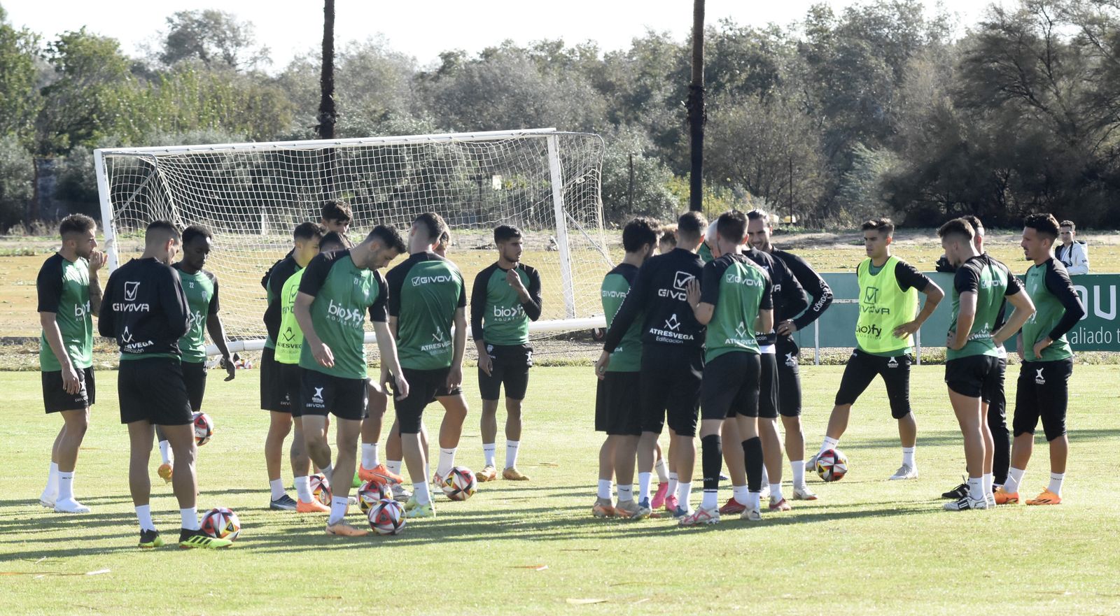 Los jugadores del Córdoba CF, en un entrenamiento en la Ciudad Deportiva.