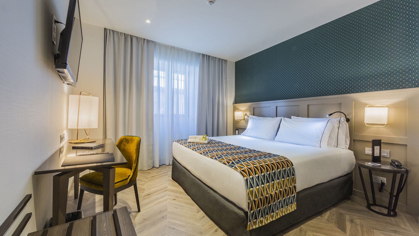 Una de las habitaciones del Eurostars Puerta Real.