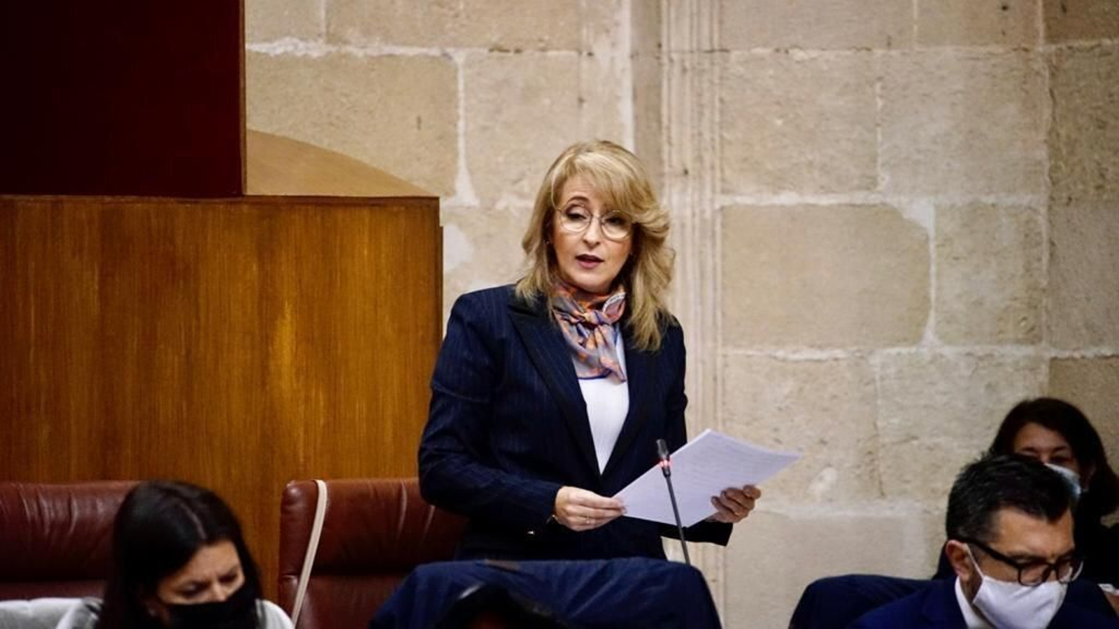 Pilar Pintor, en una intervención en el Parlamento de Andalucía.