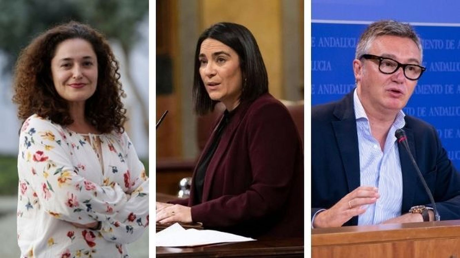 De izquierda a derecha, Inmaculada Nieto (IU), María del Carmen Martínez (Cs) y Manuel Gavira (Vox).