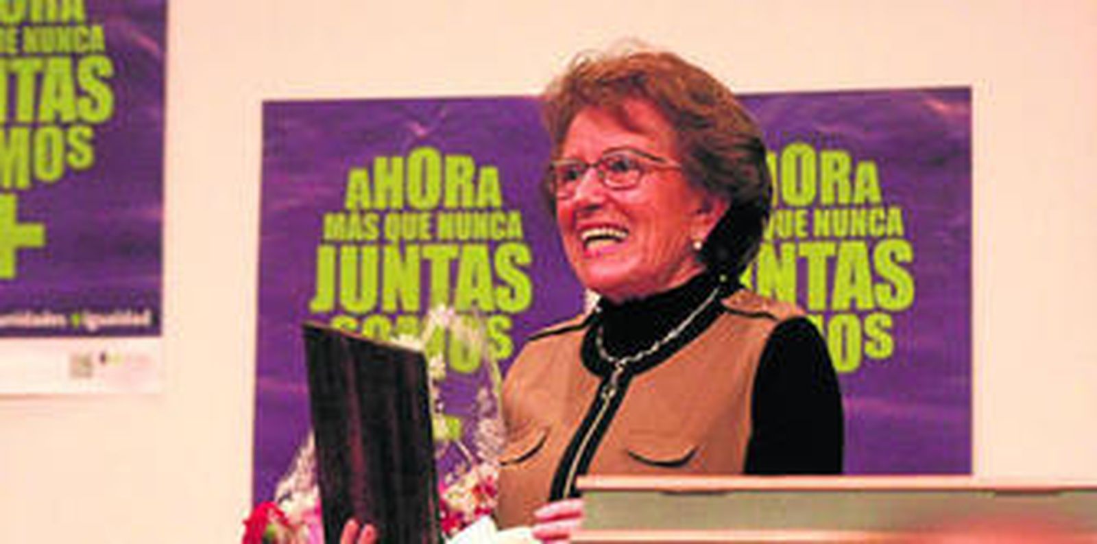 María Luisa Escribano, durante el acto de entrega el pasado viernes del Premio a la Mujer Linense.