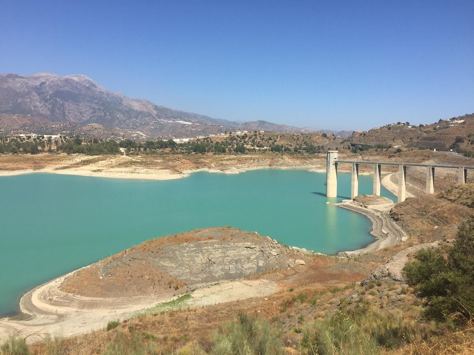 Estado del pantano de La Viñuela el miércoles.