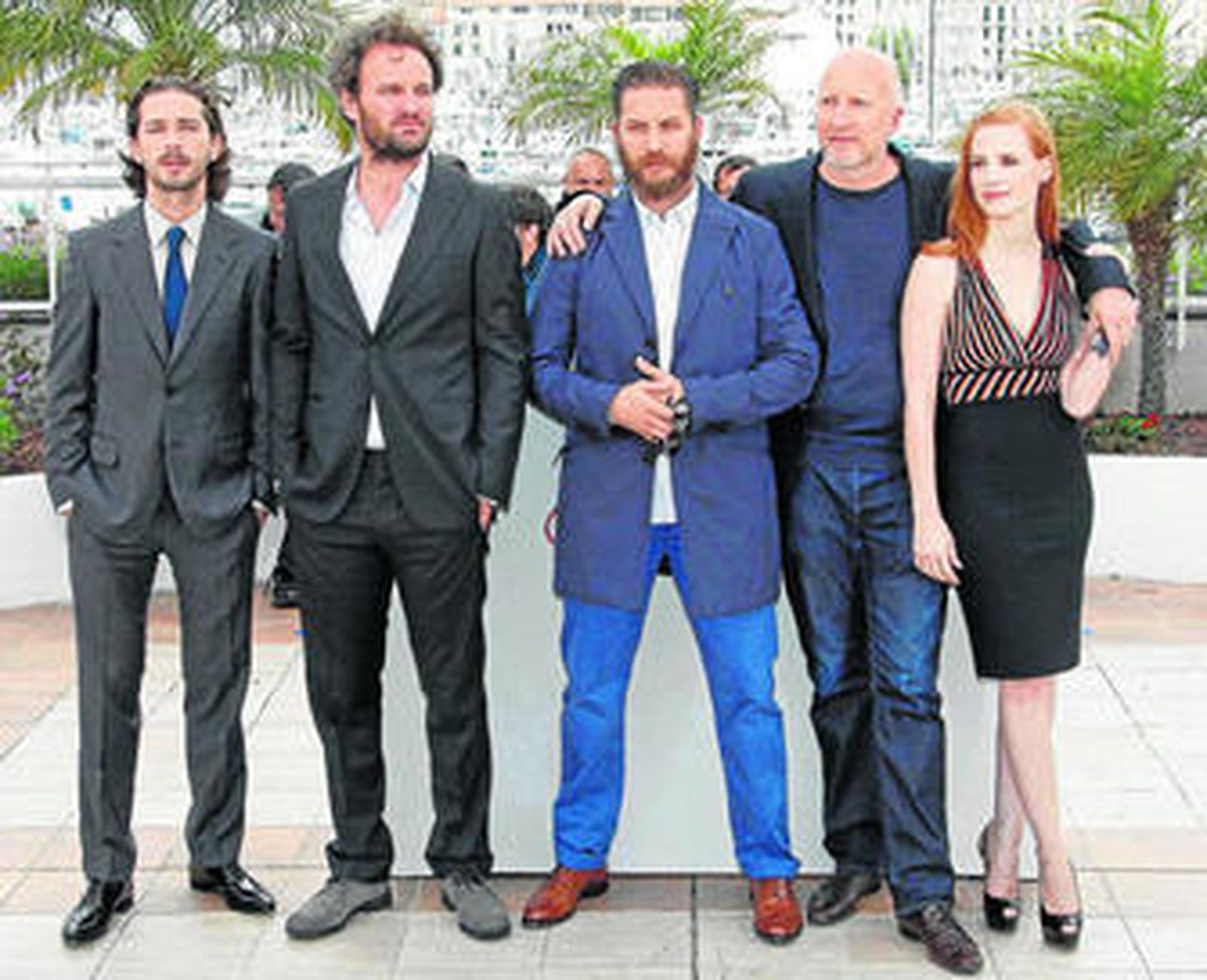 Presentación de 'Lawless' en Cannes, ayer.