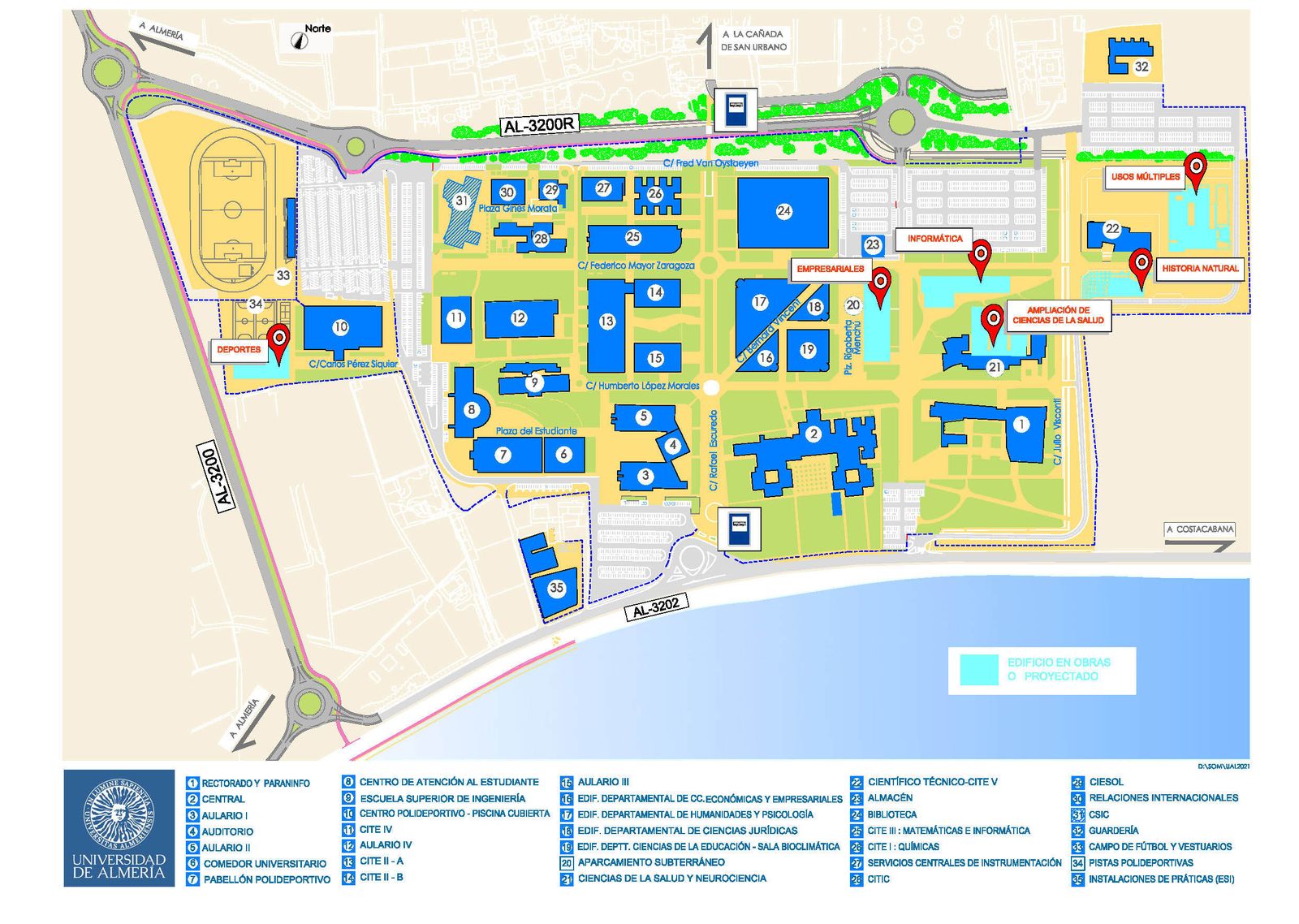 Obras en el campus de la Universidad de Almería