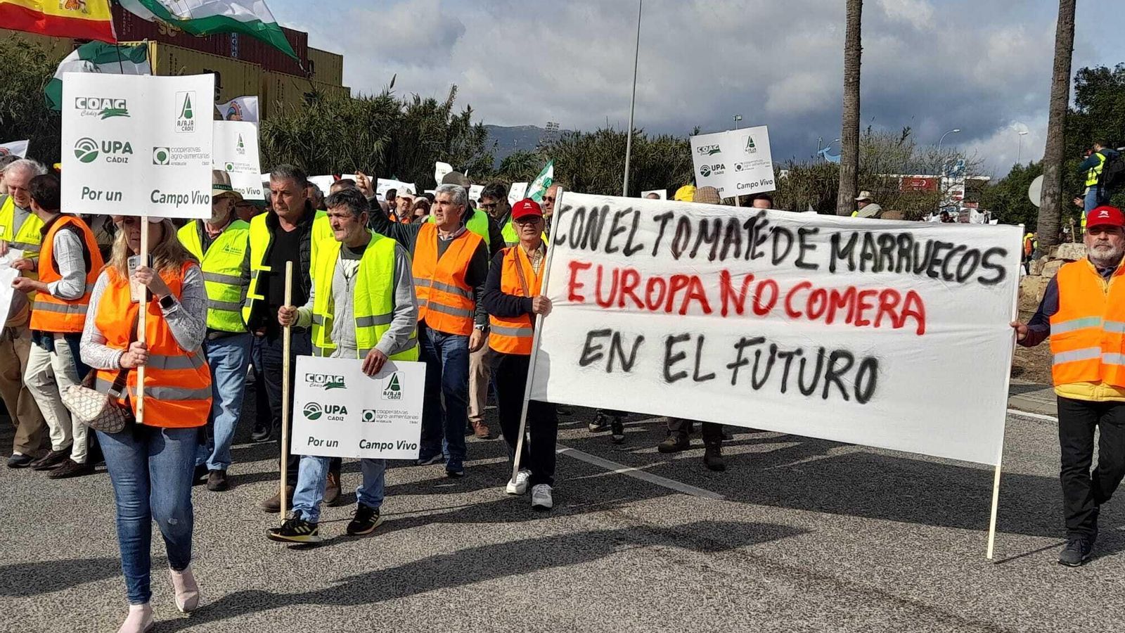 Pancarta durante la protesta.