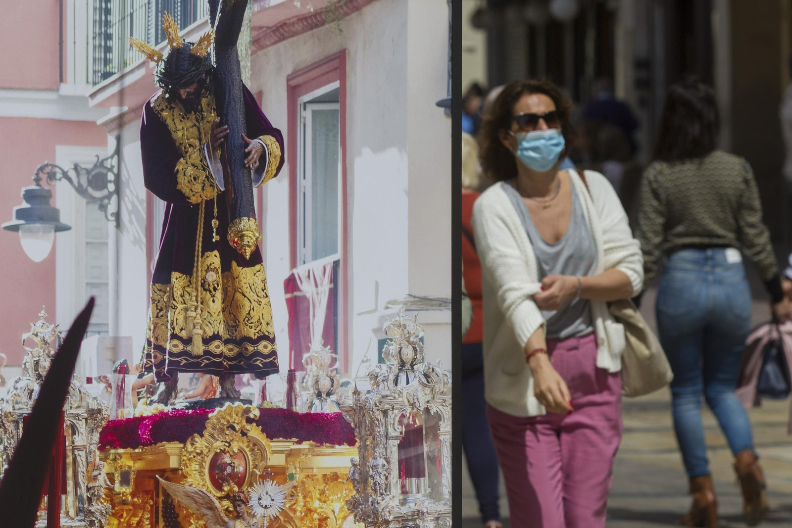 Ambiente en el centro de Málaga en un Jueves Santo sin la Legión