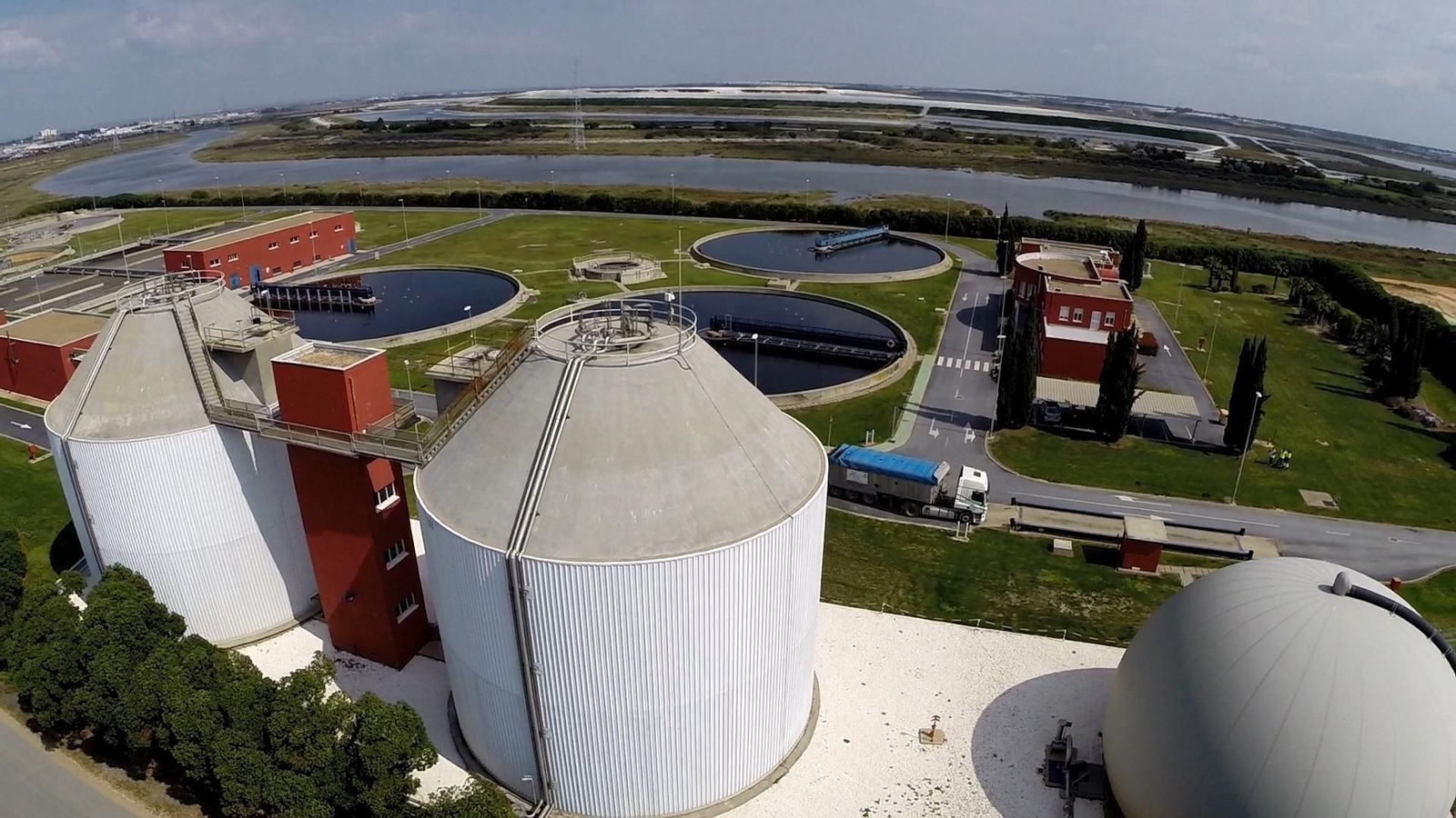 Vista aérea de la EDAR de Huelva.
