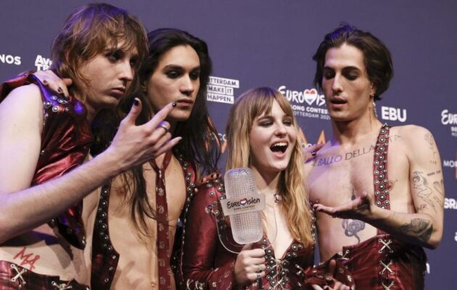 El grupo Maneskin celebra su victoria en Eurovisión 2021