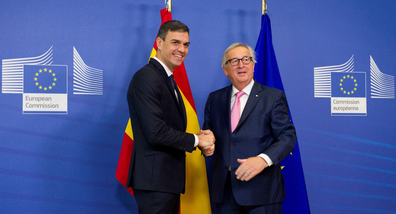 Pedro Sánchez y Jean Claude Juncker.