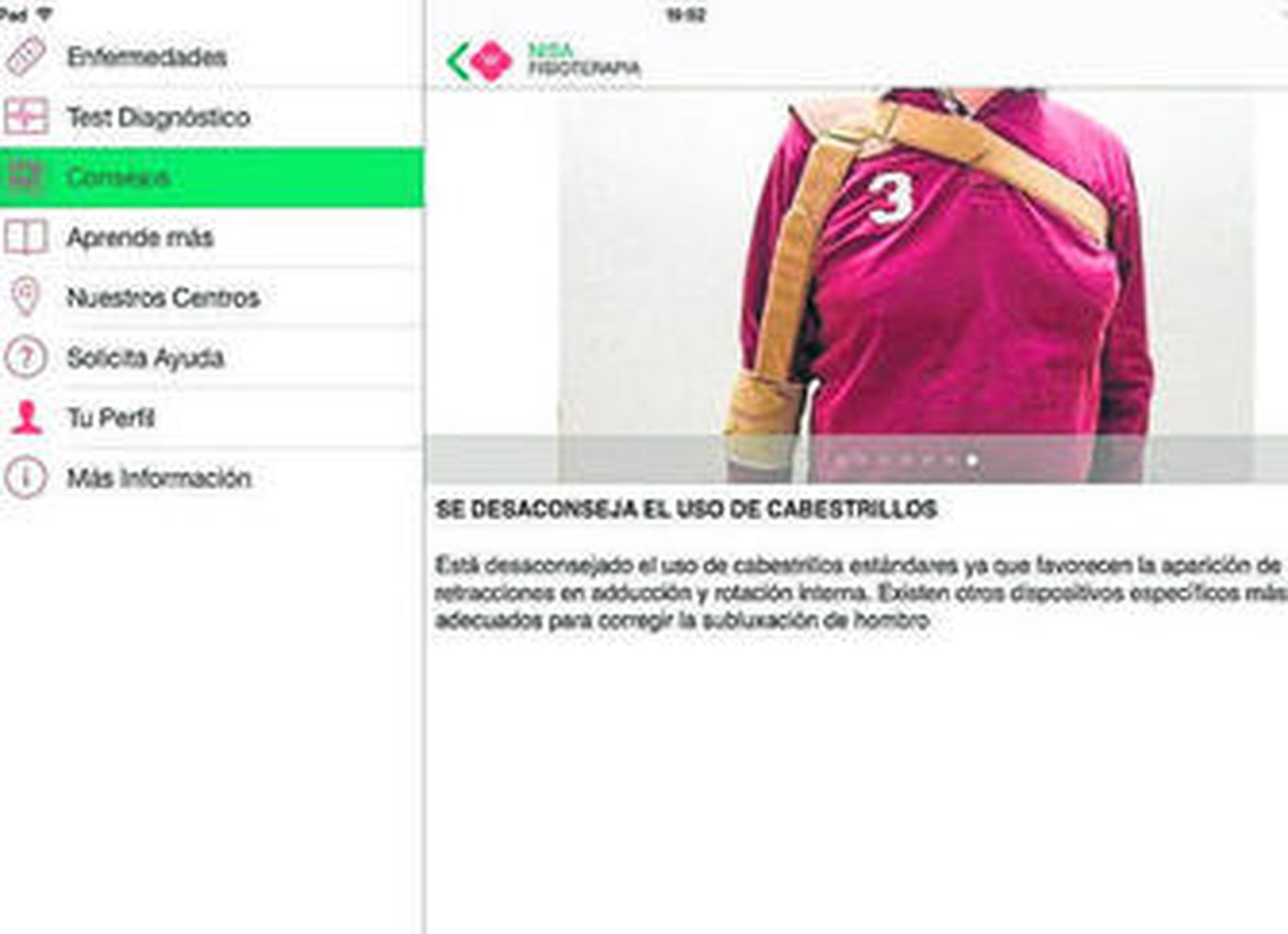 Captura de pantalla de la aplicación gratuita creada por Hospitales Nisa.