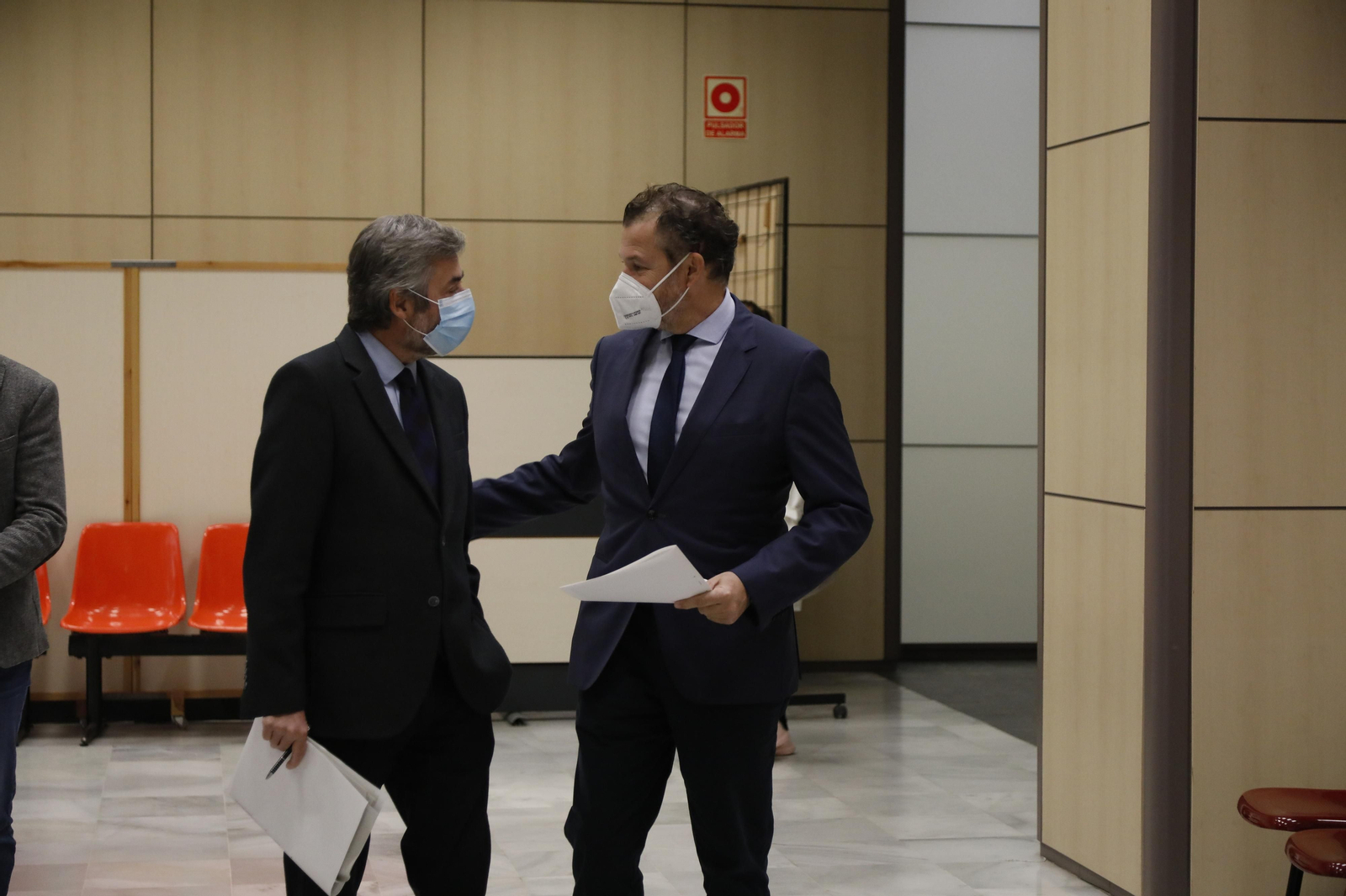 Miguel Ángel Torrico y David Dorado, antes de la rueda de prensa.