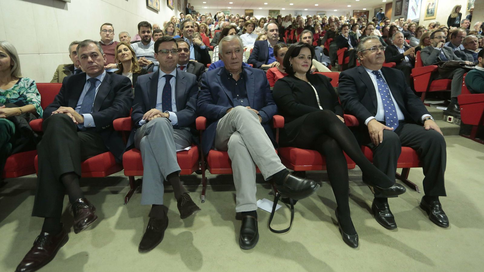 José Luis Sanz, Juan de la Rosa, Javier Arenas, Virginia Pérez y Juan Ignacio Zoido