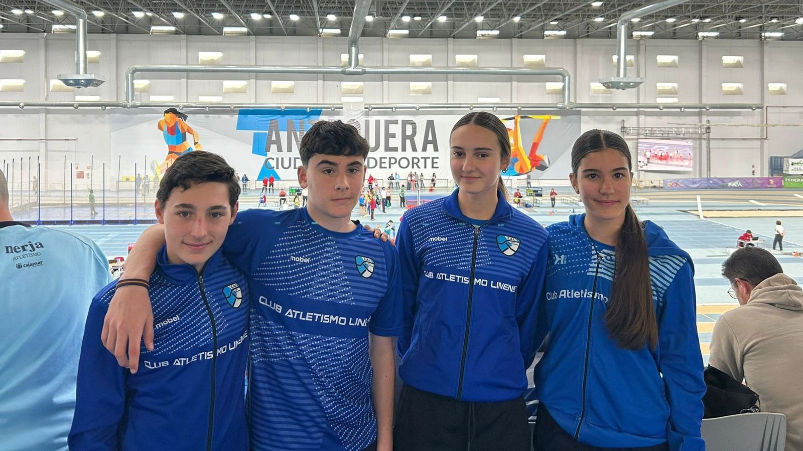 Los cuatro atletas del Club Atletismo Linense en el Andaluz sub-16.