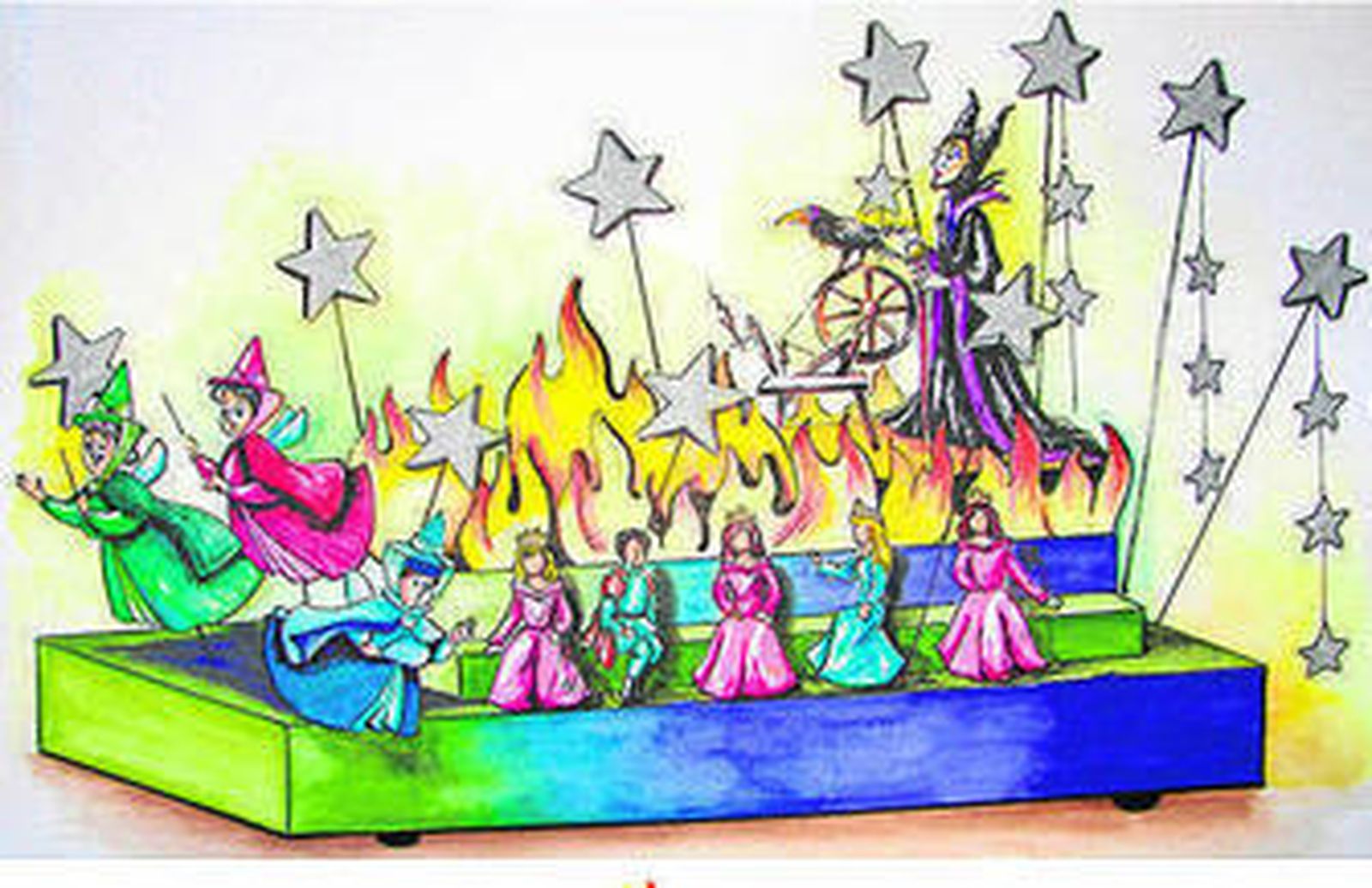 Diseño de la carroza infantil de Maléfica.