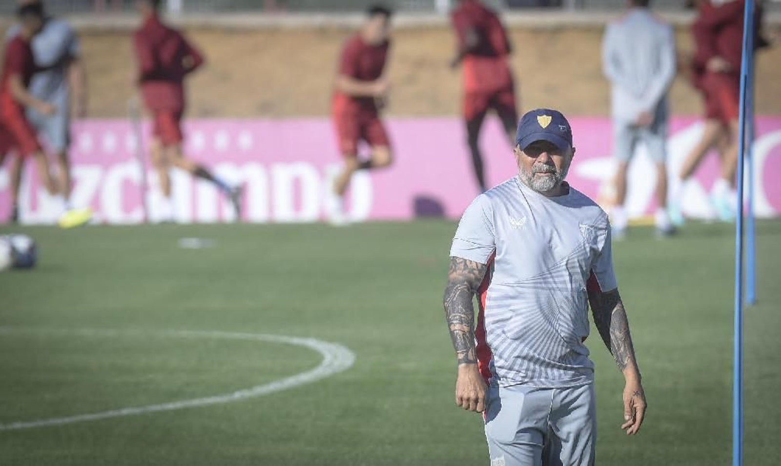Jorge Sampaoli, este viernes en el entrenamiento del Sevilla.