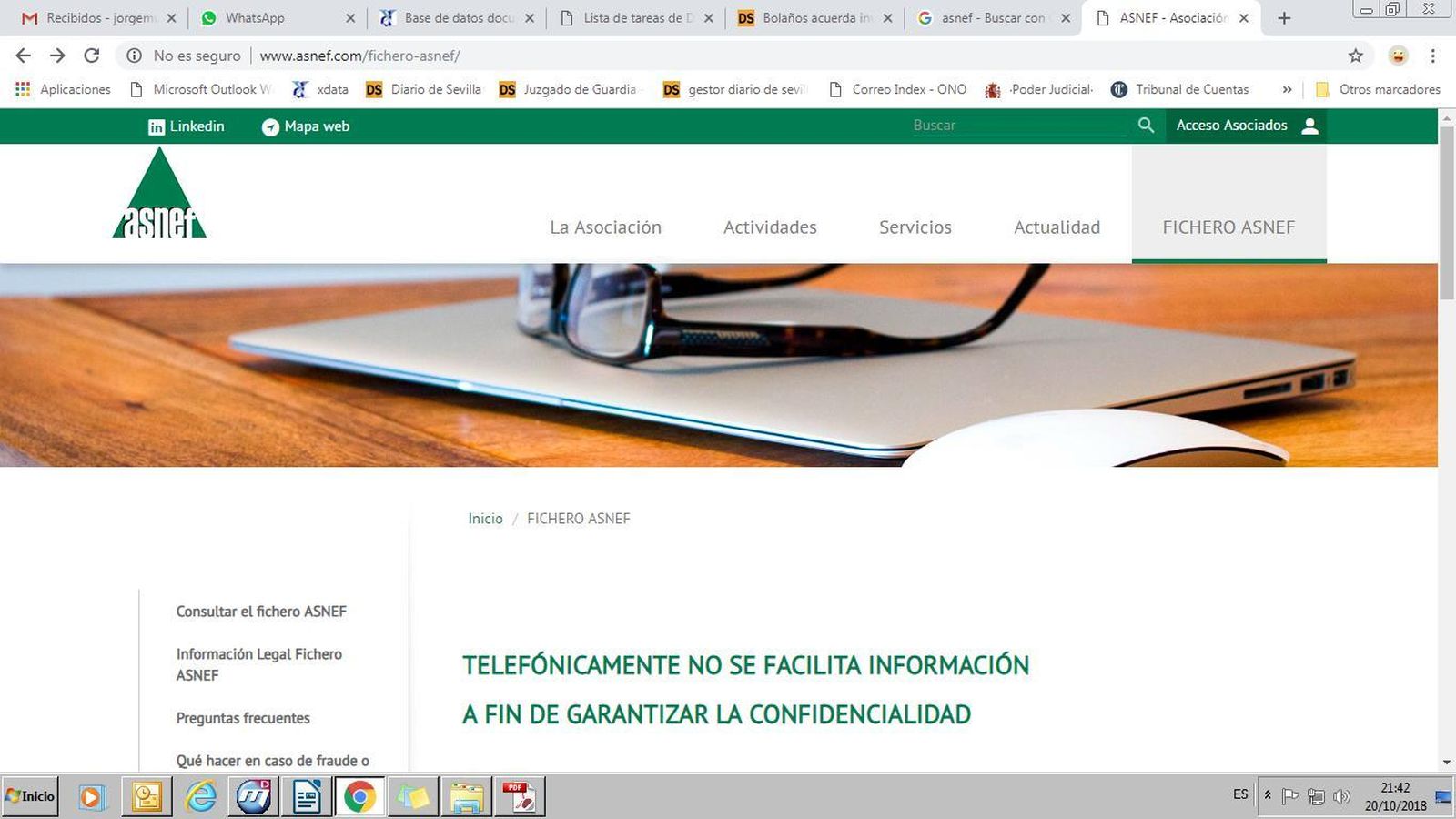 Una página web de una de las empresas que registran los ficheros de morosos