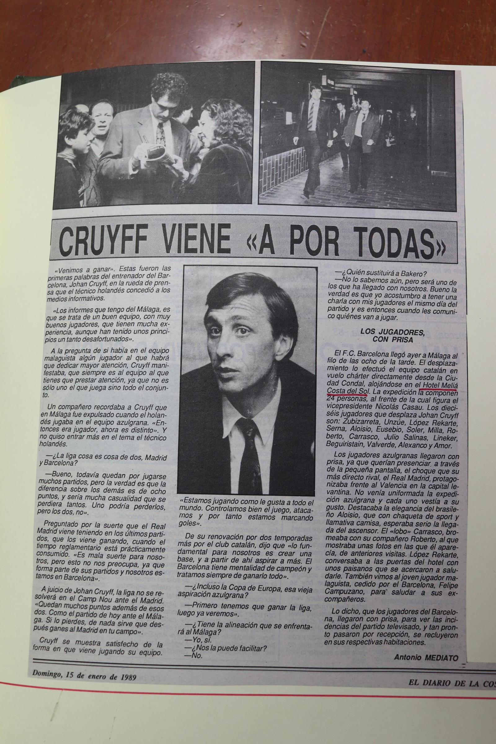 Los recuerdos deportivos del Meliá Costa del Sol