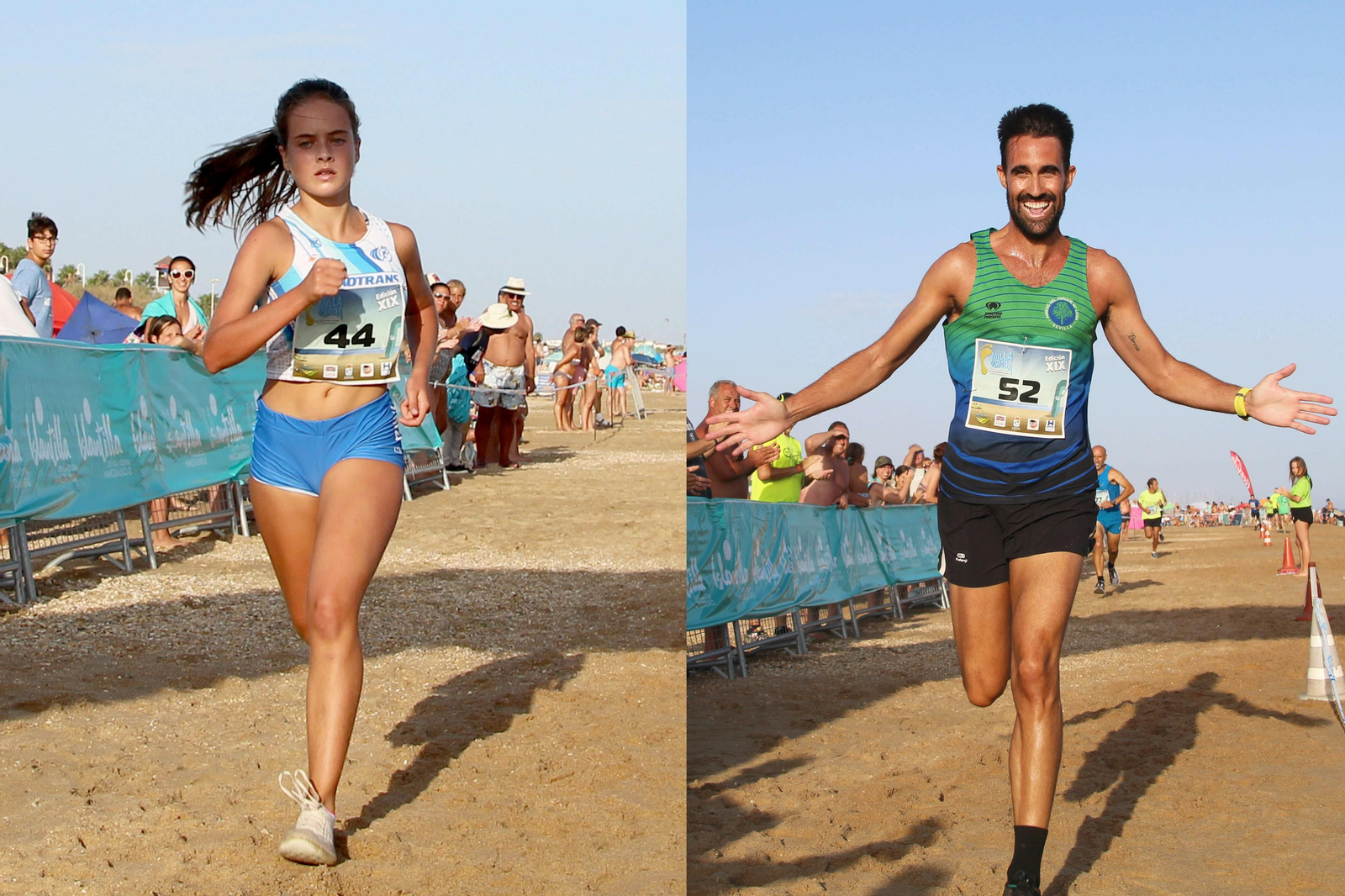 Carla Tavira y Miguel Ángel Mellado en su llegada a la meta.