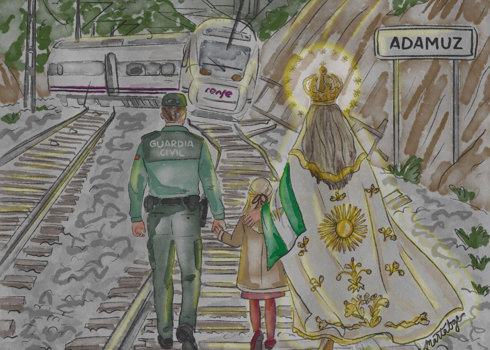 Ilustración homenaje de Marta Garcia-Escribano a las víctimas del accidente de tren de Adamuz