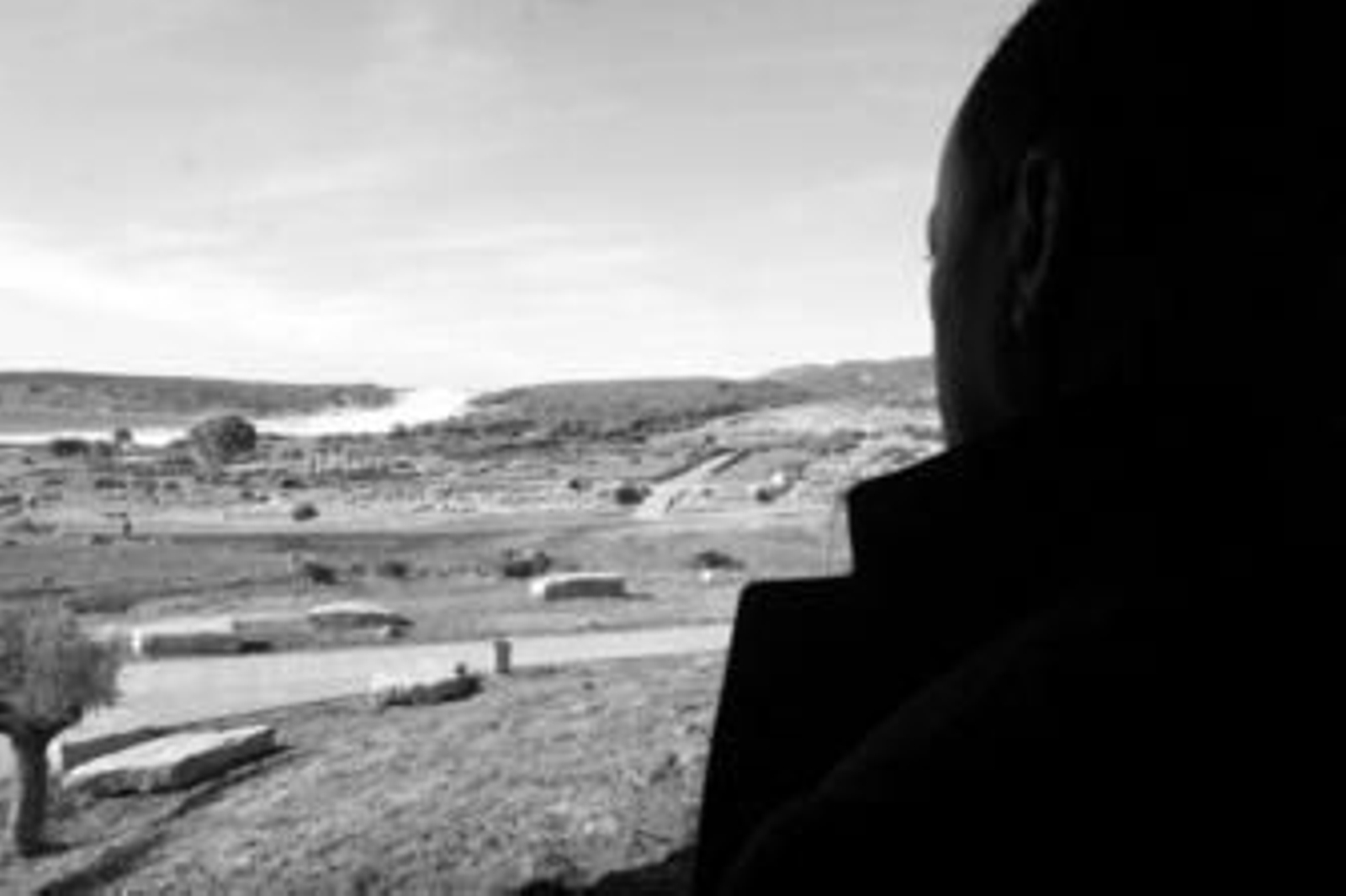 Un visitante observa Baelo Claudia desde el centro de interpretación.