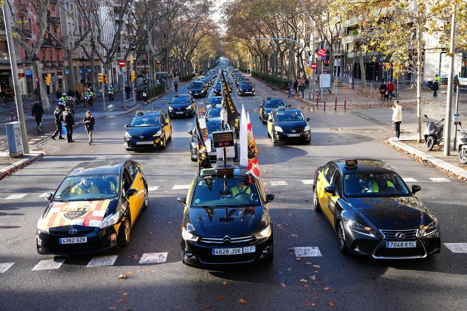 Imagen de archivo de una manifestación de taxis en Barcelona